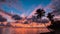 Breathtaking Timelapse of Silhouette Coconut Palm Trees in Vibrant Sunset Sky