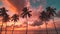 Breathtaking Timelapse of Silhouette Coconut Palm Trees in Vibrant Sunset Sky