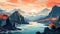 Breathtaking Tonalist Landscape Illustration With Mountains And Lake