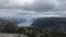 Breathtaking video of Preikestolen pulpit rock during rainy summer day in Norway, Scandinavia