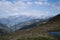 Breathtaking view of the majestic landscapes of Italian Dolomites from a mountaintop