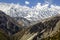 Breathtaking view of the mountains of sand, rock and ice near Lake Tilicho and the landslide pass route in the annapurnas