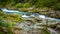 Breathtaking view over colorful Radovna river in Vintgar Gorge, Slovenia. Long exposure.