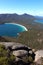 Breathtaking view over wineglass bay from the lookout at coles bay