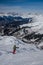 Breathtaking view from the top of the slopes to the Courchevel ski resort.