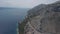 Breathtaking views from the heights of the Croatian coast in the region of Central Dalmatia. Aerial view of the road