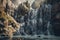 breathtaking waterfall cascading down a rocky cliff. Generative AI