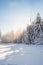 Breathtaking winter fairy tale in the surroundings of Lys mountains, Beskydy mountains, Czech Republic. The morning sun