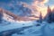 Breathtaking winter panorama Majestic mountains under morning light