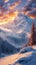 Breathtaking winter panorama Majestic mountains under morning light