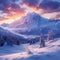 Breathtaking winter panorama Majestic mountains under morning light