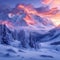 Breathtaking winter panorama Majestic mountains under morning light