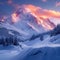 Breathtaking winter panorama Majestic mountains under morning light