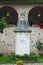 Brebu, Prahova, Romania - August 04, 2019: Matei Basarab bust statue situated in the Royal Court of Brebu Monastery complex