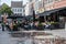 Breda, North Brabant, The Netherlands, Sunny terraces and a water fountain in old town