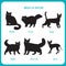 Breed Cat Outline Icons. Black And White Vector On A White Background.