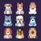 Breeds of Dogs Icons. Vector Illustration