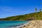 Breezy morning on secluded tropical island beach