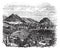 Bregenz, city, Vorarlberg, Austria, vintage engraving