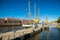 BREMEN, GERMANY - September 22,2019: View to famous sailer `Alexander von Humboldt` using as a restaurant on Weser promenade Schla