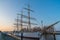 Bremen-Vegesack, Bremen, Germany - March 29, 2019 Sail school ship Germany is anchored in Vegesack. In 1927 commissioned ship with