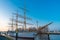 Bremen-Vegesack, Bremen, Germany - March 29, 2019 Sail school ship Germany is anchored in Vegesack. In 1927 commissioned ship with