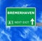 BREMERHAVEN road sign against clear blue sky