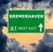 BREMERHAVEN road sign against clear blue sky