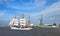 Bremerhaven during the Sail with sailing ship on the river Weser