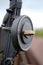 Bren lighBren light machine gun fitted with flat pan 100 round magazine for anti aircraft use..