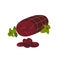 Bresaola. Meat delicatessen on white background. Slices of Italian air-dried salted beef. Simple flat style vector