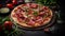 Bresaola pizza with a thin, crispy crust, topped with slice of beef, arugula, parmesan and olive oil