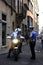Brescia/Italy - May 18, 2017: Two Italian Police officers, one officer on motorbike talking to another