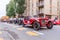 Brescia - Italy. October 22, 2020: The historic Mille Miglia car race. Vintage cars ready to start racing