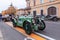 Brescia - Italy. October 22, 2020: The historic Mille Miglia car race. Vintage cars ready to start racing