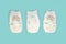 Brest, Belarus - 14 April 2022: Pampers baby diapers collection on blue color background. Newborn diapers flat lay, top
