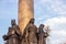 BREST, BELARUS - OCTOBER 19, 2019: The statues of Prince Vladimir Vasilkovich with Kamenets Tower and Prince Vytautas