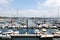Brest, France 28 May 2018 Panoramic outdoor view of sete marina Many small boats and yachts aligned in the port.