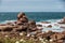 Bretonic Coast and Beach with Granite Rocks at the Cote de Granit Rose - Pink Granite Coast