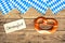 Bretzels on wooden background