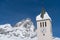 Breuil-Cervinia, Italy. Snow covered bell tower