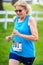 BREVARD, NC-MAY 28, 2016 -Athlete Kathleen Stahly, Asheville, NC 1st in 65-69 10K. in the White Squirrel Race in Brevard, NC 2016.