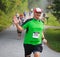BREVARD, NC-MAY 28, 2016 -Happy Man runs in the White Squirrel Race with over 350 runners in Brevard, NC 2016. Race is sponsored