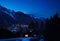 Brevent mountain at evening and Chamonix village