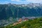Brevent mountains and Chamonix Valley with Refuge du Plan de l`Aiguille
