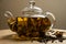 Brewed chinese green tea in fashion teapot