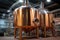 Brewery Equipment, Brew Beer Manufacturing, Round Cooper Storage Tanks, Generative AI Illustration