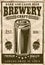 Brewery vintage poster with beer can vector