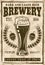 Brewery vintage poster with beer glass vector
