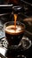 Brewing fresh aromatic espresso coffee in a cafe